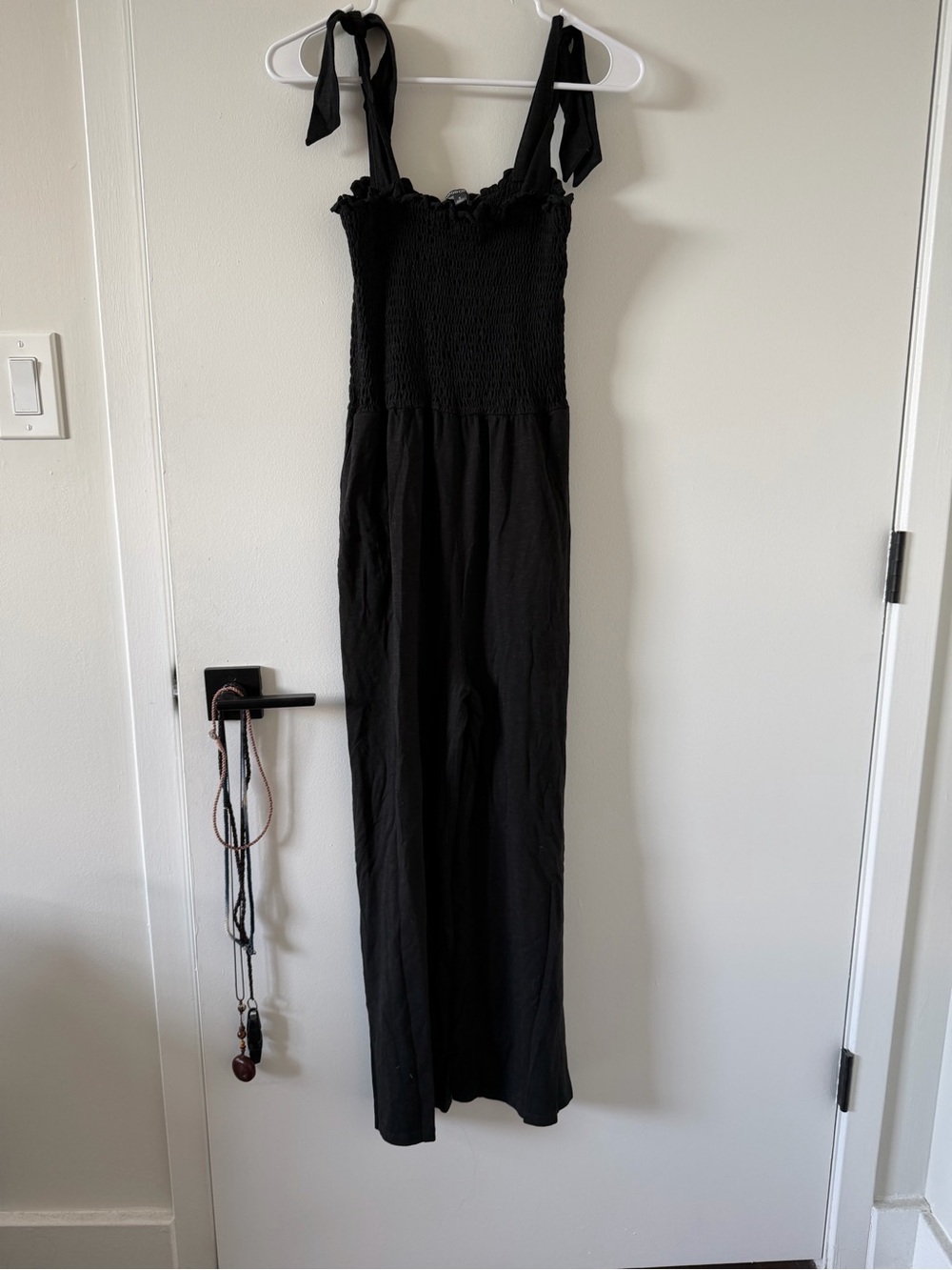 Toad & Co Gemina Sleeveless Jumpsuit with tie straps and smocked top Size S
